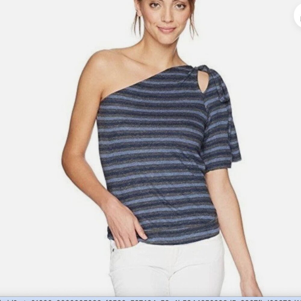 Lucky Brand One Shoulder Striped Top Size Medium